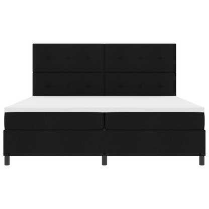 Box Spring Seng Med Madras Sort 200 X 200 Cm Stof