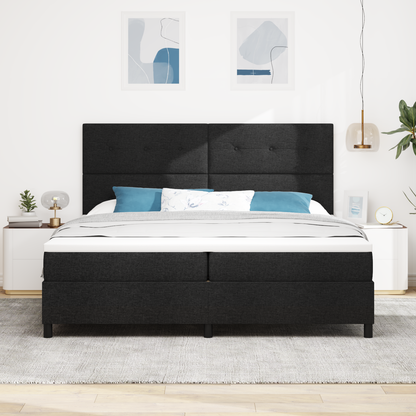 Box Spring Seng Med Madras Sort 200 X 200 Cm Stof