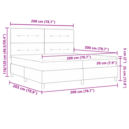Box Spring Seng Med Madras Sort 200 X 200 Cm Stof