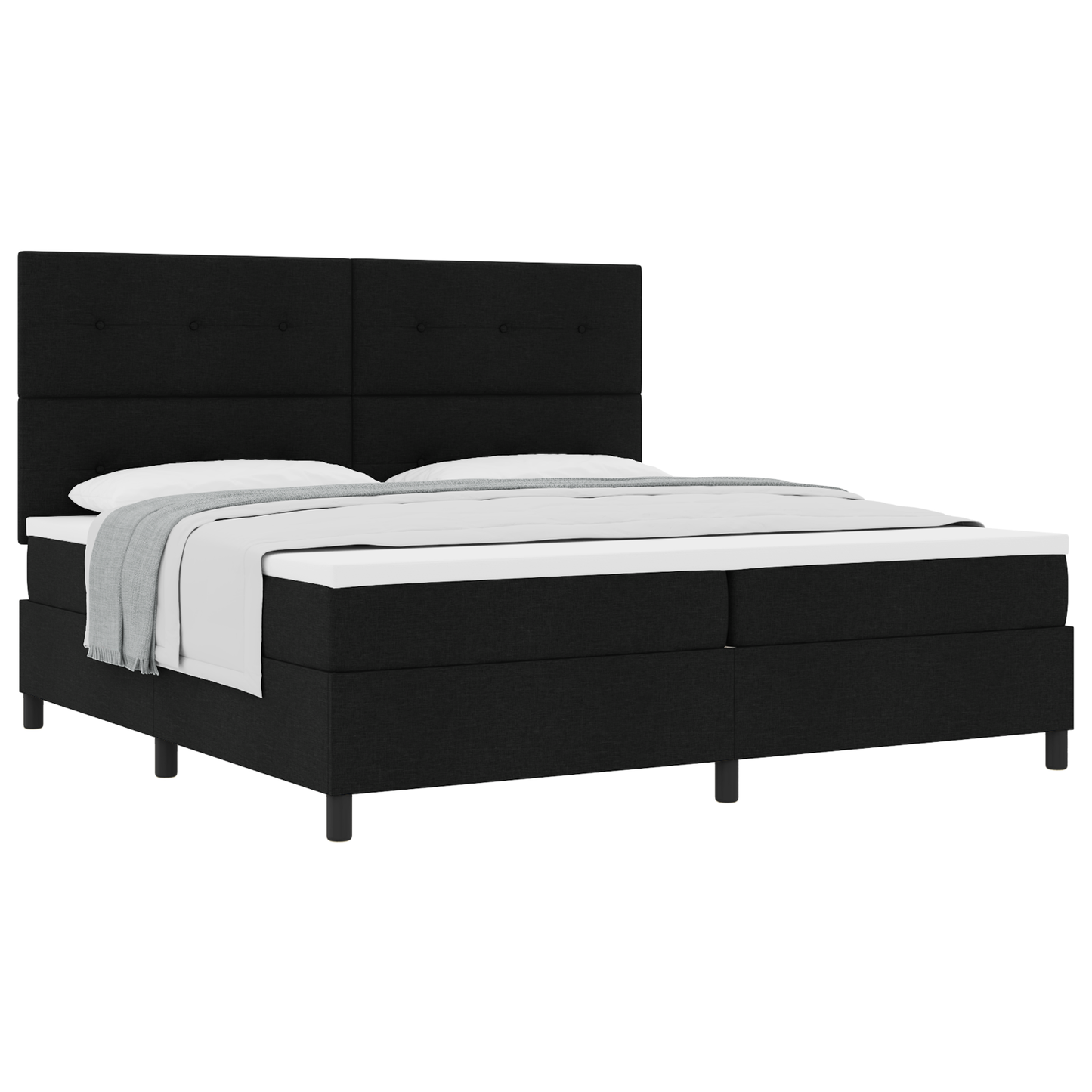 Box Spring Seng Med Madras Sort 200 X 200 Cm Stof