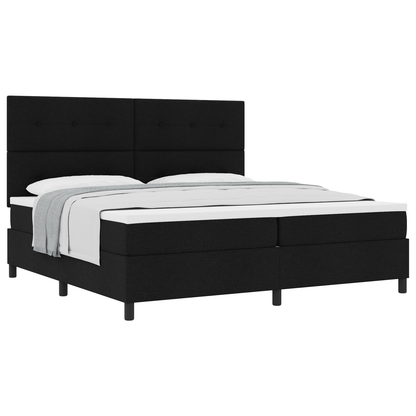 Box Spring Seng Med Madras Sort 200 X 200 Cm Stof