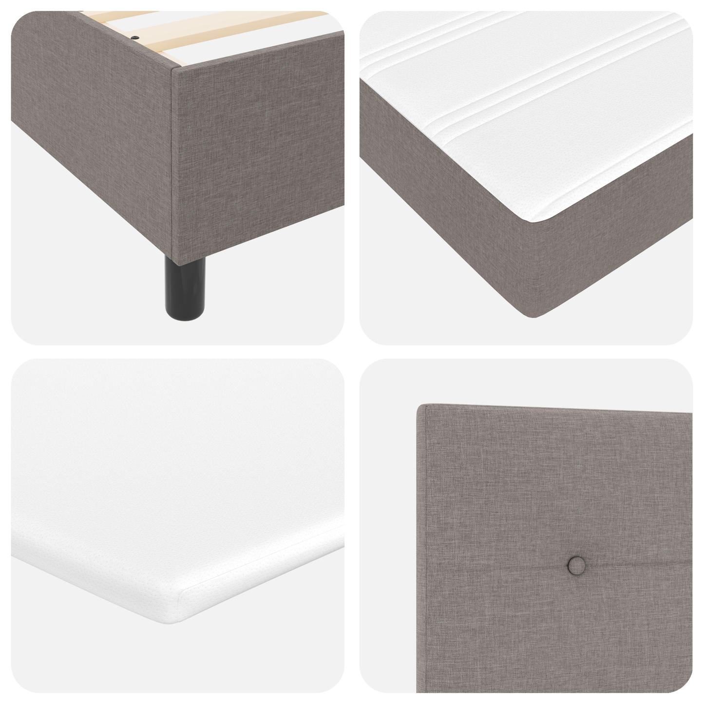 Box Spring Seng Med Madras Gråbrun 200 X 200 Cm Stof