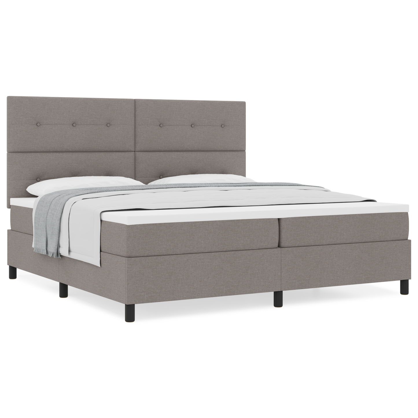 Box Spring Seng Med Madras Gråbrun 200 X 200 Cm Stof