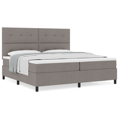 Box Spring Seng Med Madras Gråbrun 200 X 200 Cm Stof