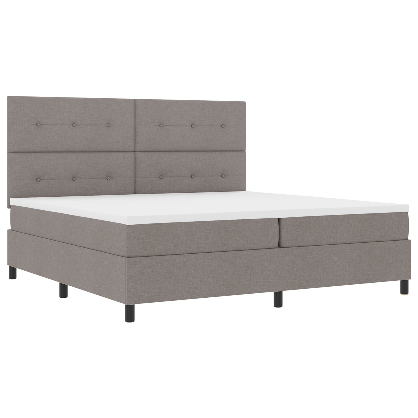 Box Spring Seng Med Madras Gråbrun 200 X 200 Cm Stof