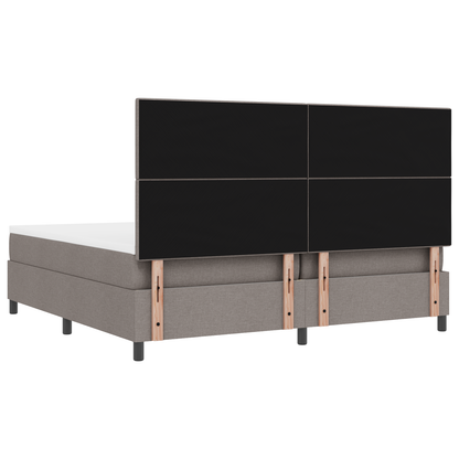 Box Spring Seng Med Madras Gråbrun 200 X 200 Cm Stof