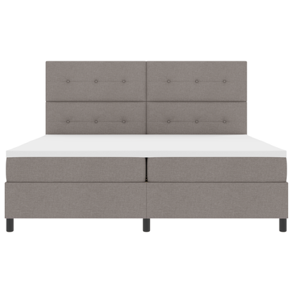 Box Spring Seng Med Madras Gråbrun 200 X 200 Cm Stof