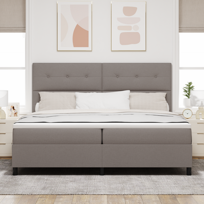 Box Spring Seng Med Madras Gråbrun 200 X 200 Cm Stof