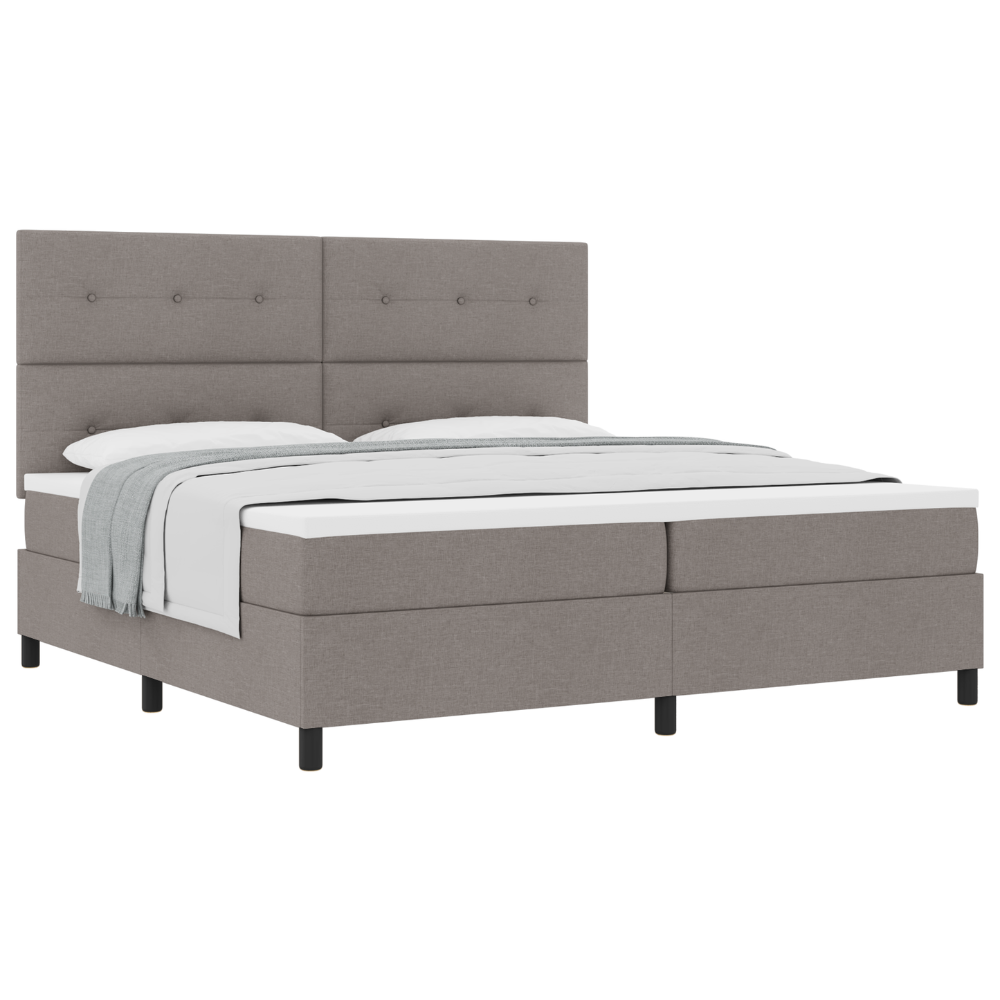 Box Spring Seng Med Madras Gråbrun 200 X 200 Cm Stof