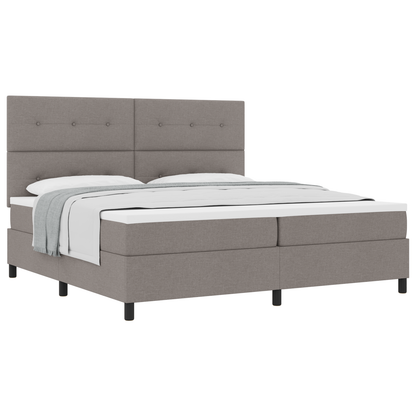 Box Spring Seng Med Madras Gråbrun 200 X 200 Cm Stof
