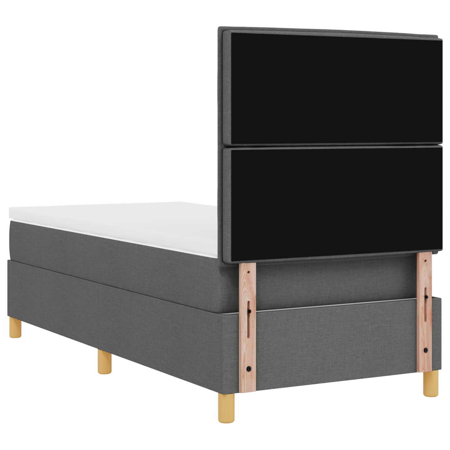 Box Spring Seng Med Hovedgærde Mørkegrå 90 X 200 Cm Stof