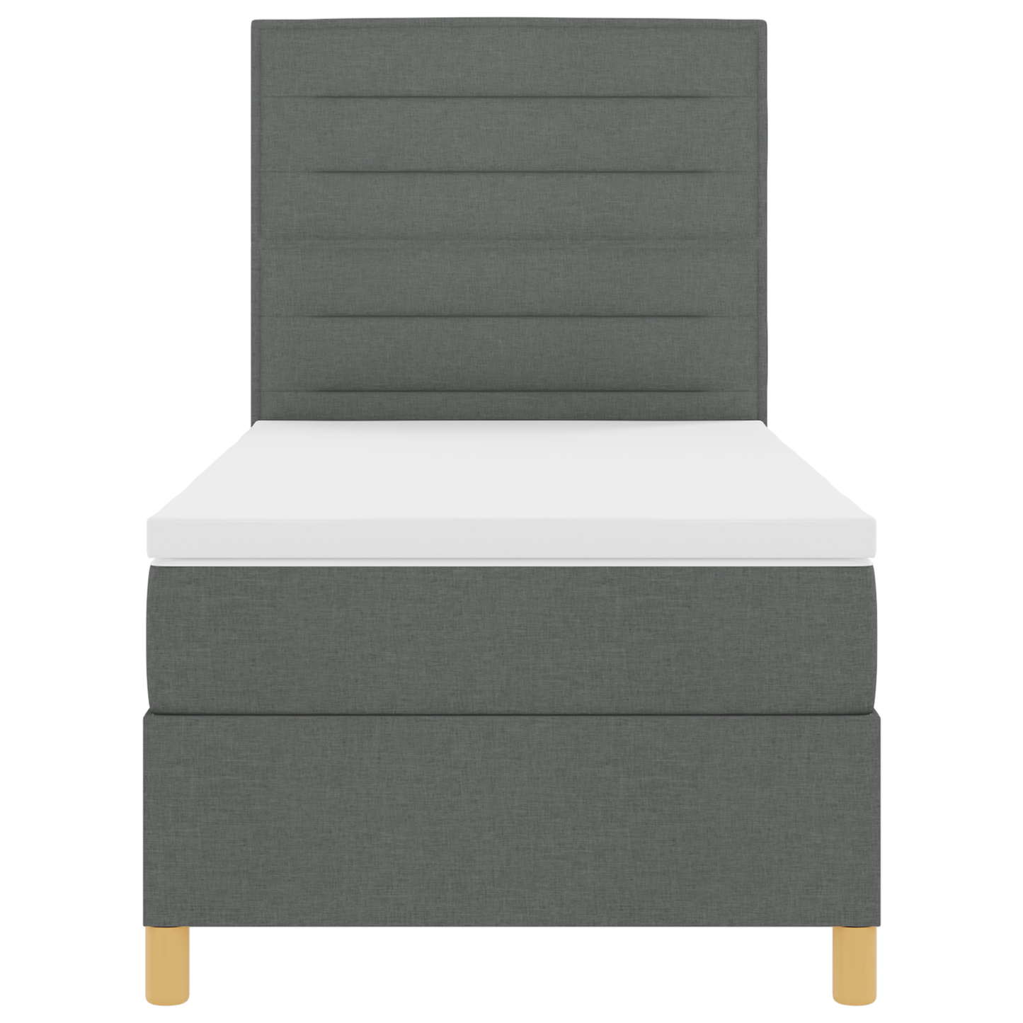 Box Spring Seng Med Hovedgærde Mørkegrå 90 X 200 Cm Stof