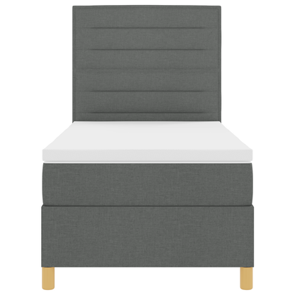 Box Spring Seng Med Hovedgærde Mørkegrå 90 X 200 Cm Stof