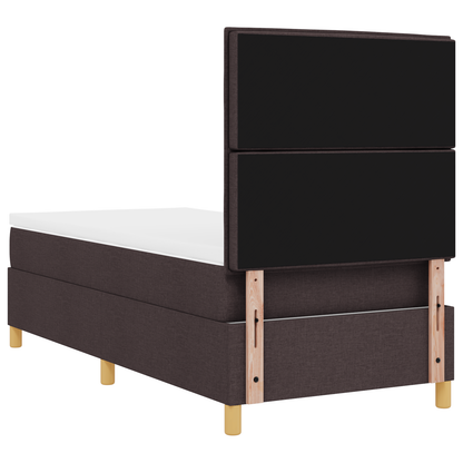 Box Spring Seng Med Hovedgærde Mørkebrun 90 X 200 Cm Stof