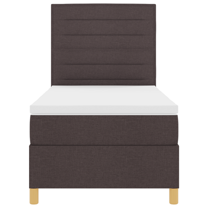 Box Spring Seng Med Hovedgærde Mørkebrun 90 X 200 Cm Stof