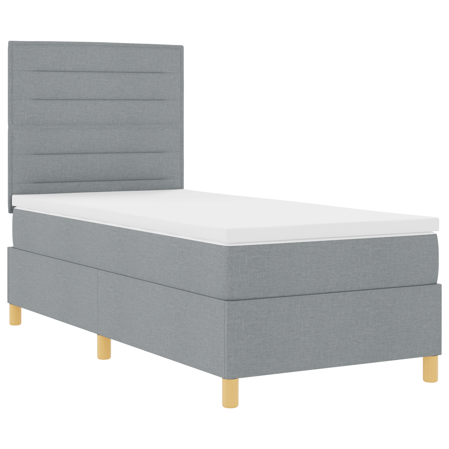 Box Spring Seng Med Hovedgærde Lysegrå 100 X 200 Cm Stof