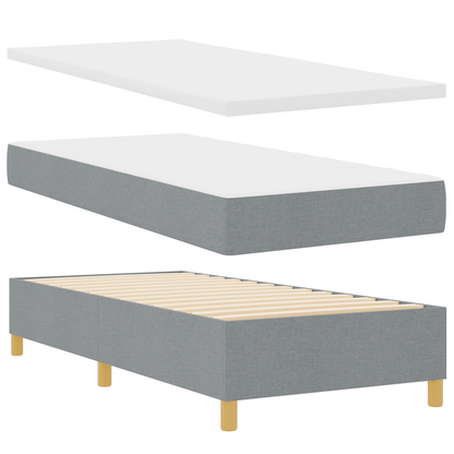 Box Spring Seng Med Hovedgærde Lysegrå 100 X 200 Cm Stof