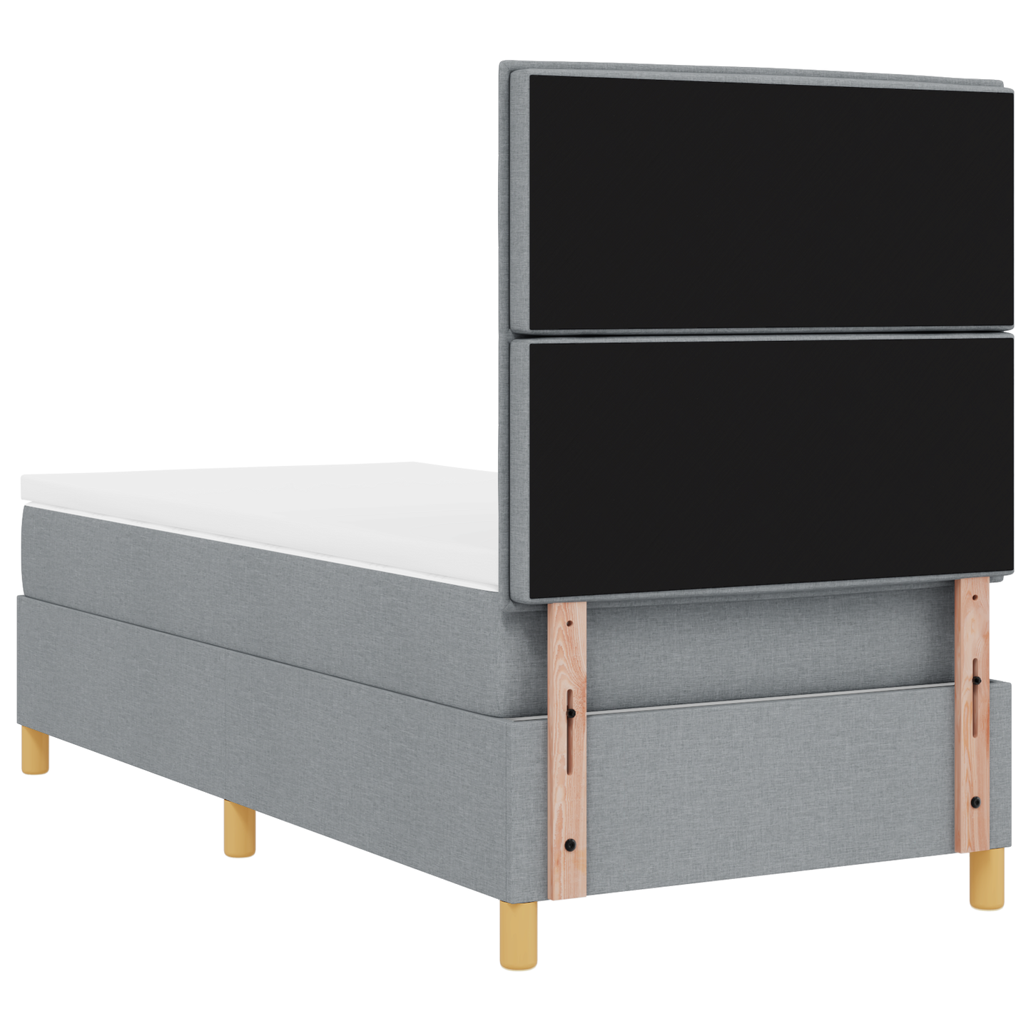 Box Spring Seng Med Hovedgærde Lysegrå 100 X 200 Cm Stof