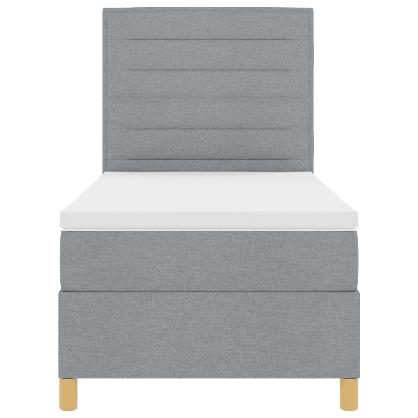 Box Spring Seng Med Hovedgærde Lysegrå 100 X 200 Cm Stof