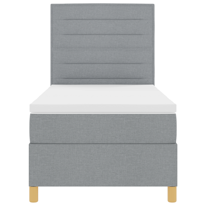 Box Spring Seng Med Hovedgærde Lysegrå 100 X 200 Cm Stof