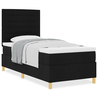Box Spring Seng Med Hovedgærde Sort 100 X 200 Cm Stof