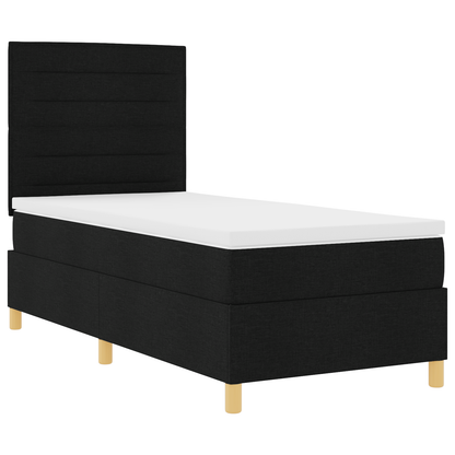 Box Spring Seng Med Hovedgærde Sort 100 X 200 Cm Stof