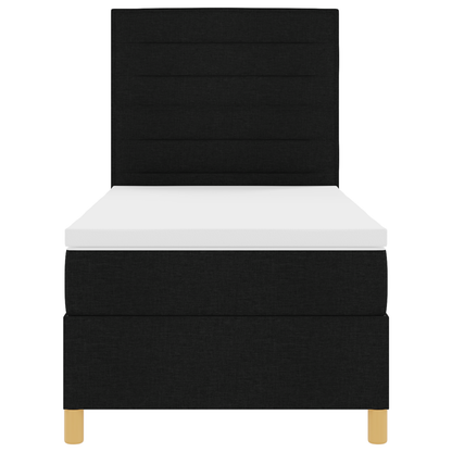 Box Spring Seng Med Hovedgærde Sort 100 X 200 Cm Stof