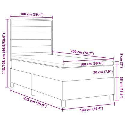 Box Spring Seng Med Hovedgærde Sort 100 X 200 Cm Stof