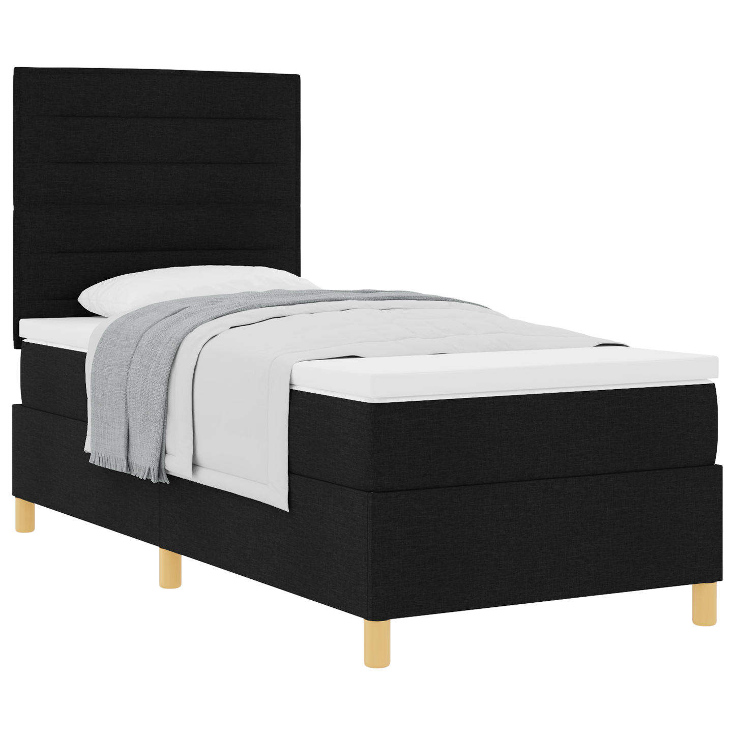 Box Spring Seng Med Hovedgærde Sort 100 X 200 Cm Stof