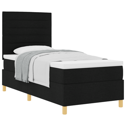 Box Spring Seng Med Hovedgærde Sort 100 X 200 Cm Stof