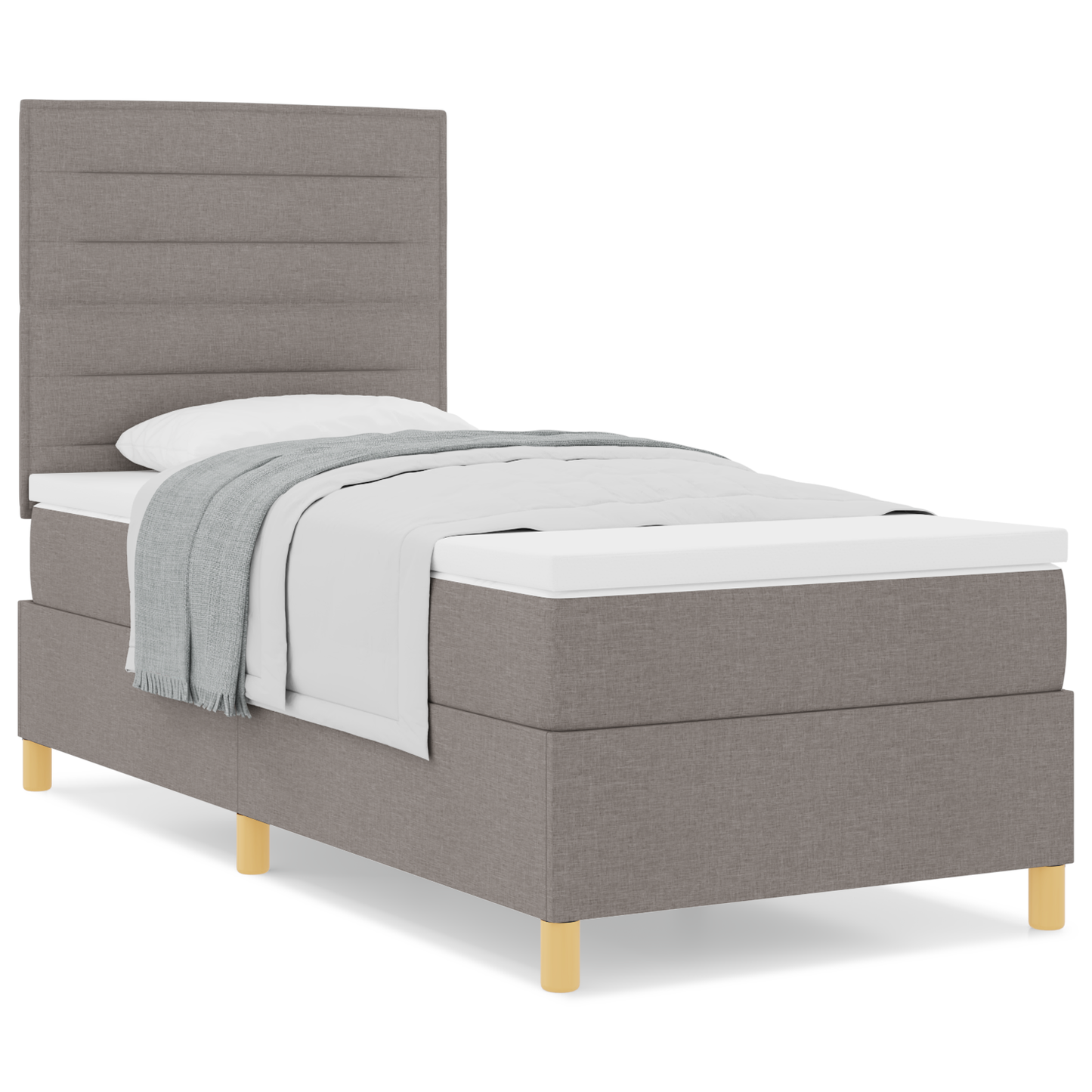 Box Spring Seng Med Hovedgærde Gråbrun 100 X 200 Cm Stof