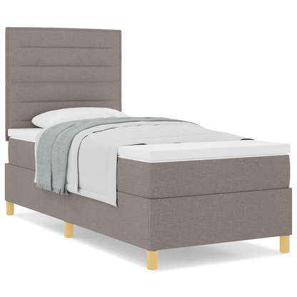 Box Spring Seng Med Hovedgærde Gråbrun 100 X 200 Cm Stof