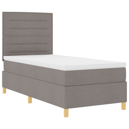 Box Spring Seng Med Hovedgærde Gråbrun 100 X 200 Cm Stof