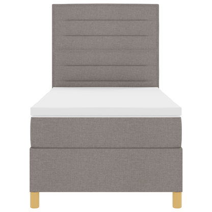 Box Spring Seng Med Hovedgærde Gråbrun 100 X 200 Cm Stof