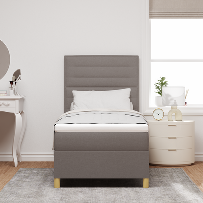 Box Spring Seng Med Hovedgærde Gråbrun 100 X 200 Cm Stof