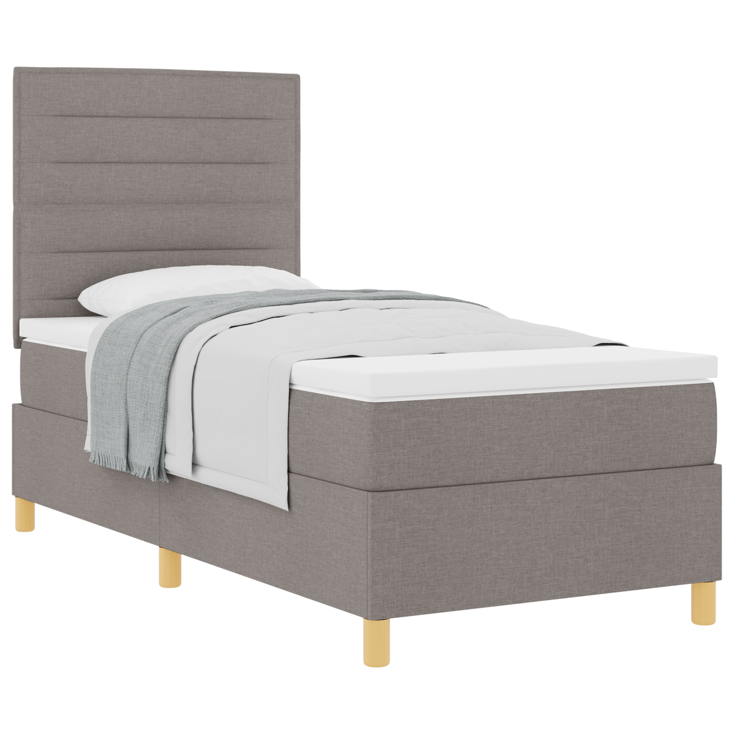 Box Spring Seng Med Hovedgærde Gråbrun 100 X 200 Cm Stof