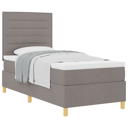 Box Spring Seng Med Hovedgærde Gråbrun 100 X 200 Cm Stof
