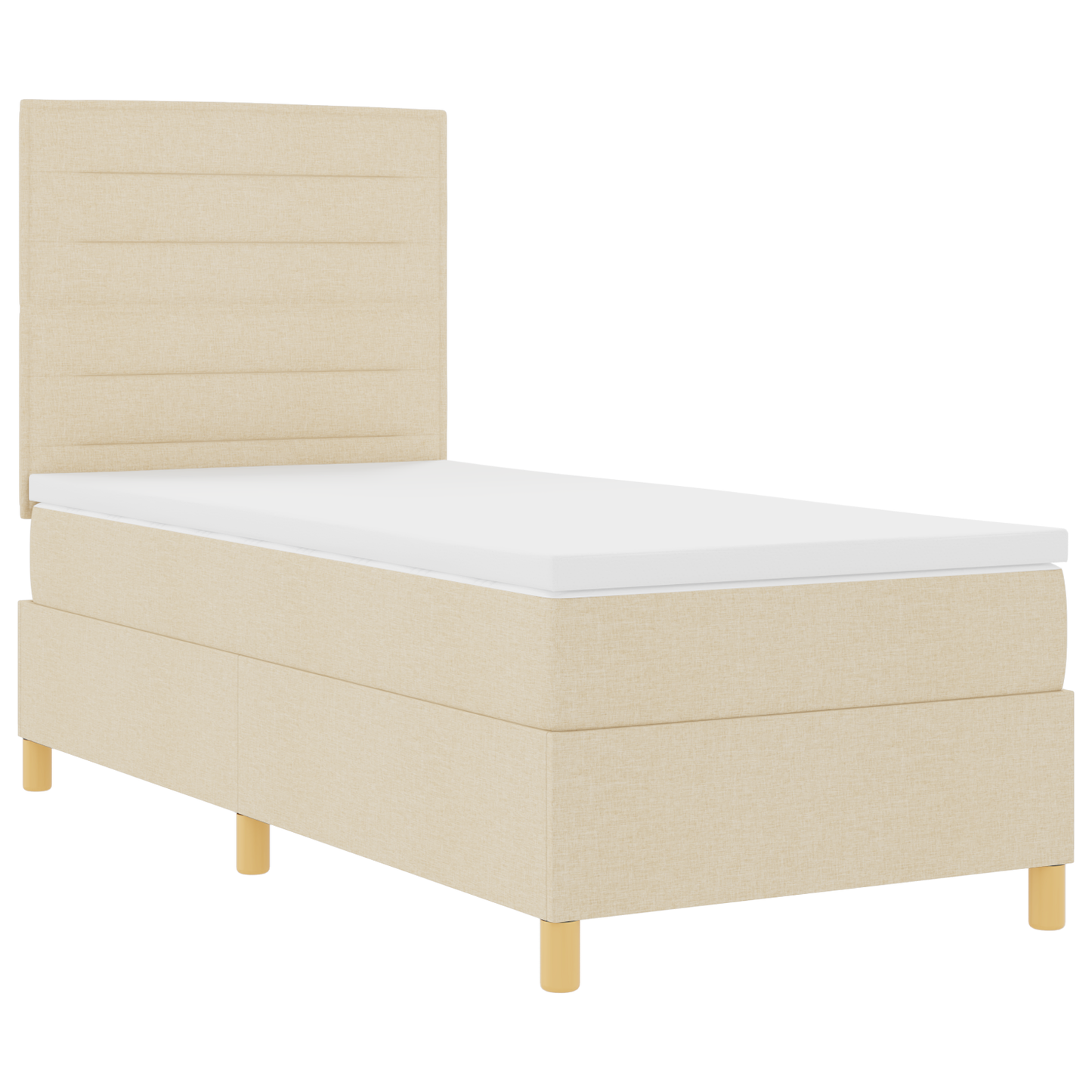 Box Spring Seng Med Hovedgærde Creme 100 X 200 Cm Stof