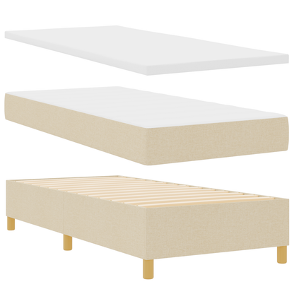 Box Spring Seng Med Hovedgærde Creme 100 X 200 Cm Stof