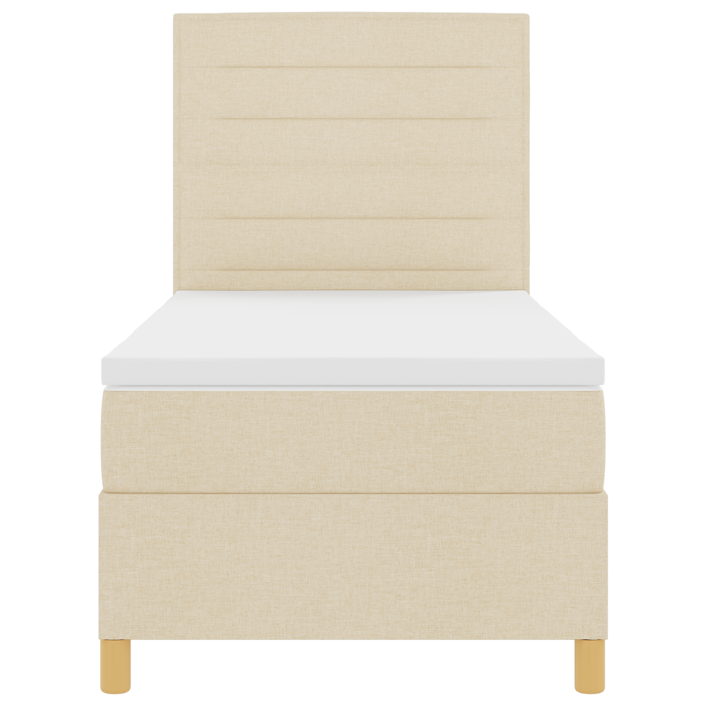 Box Spring Seng Med Hovedgærde Creme 100 X 200 Cm Stof