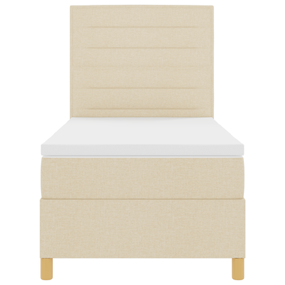 Box Spring Seng Med Hovedgærde Creme 100 X 200 Cm Stof