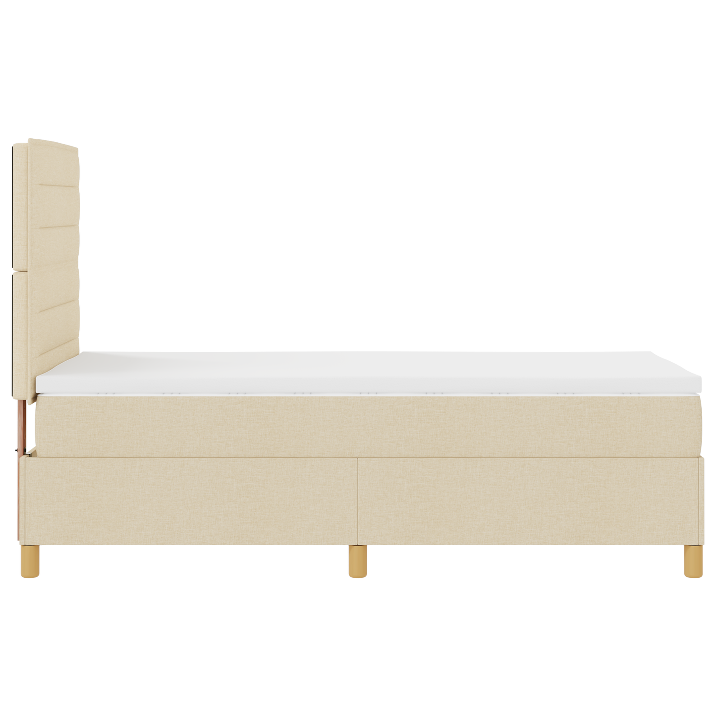 Box Spring Seng Med Hovedgærde Creme 100 X 200 Cm Stof
