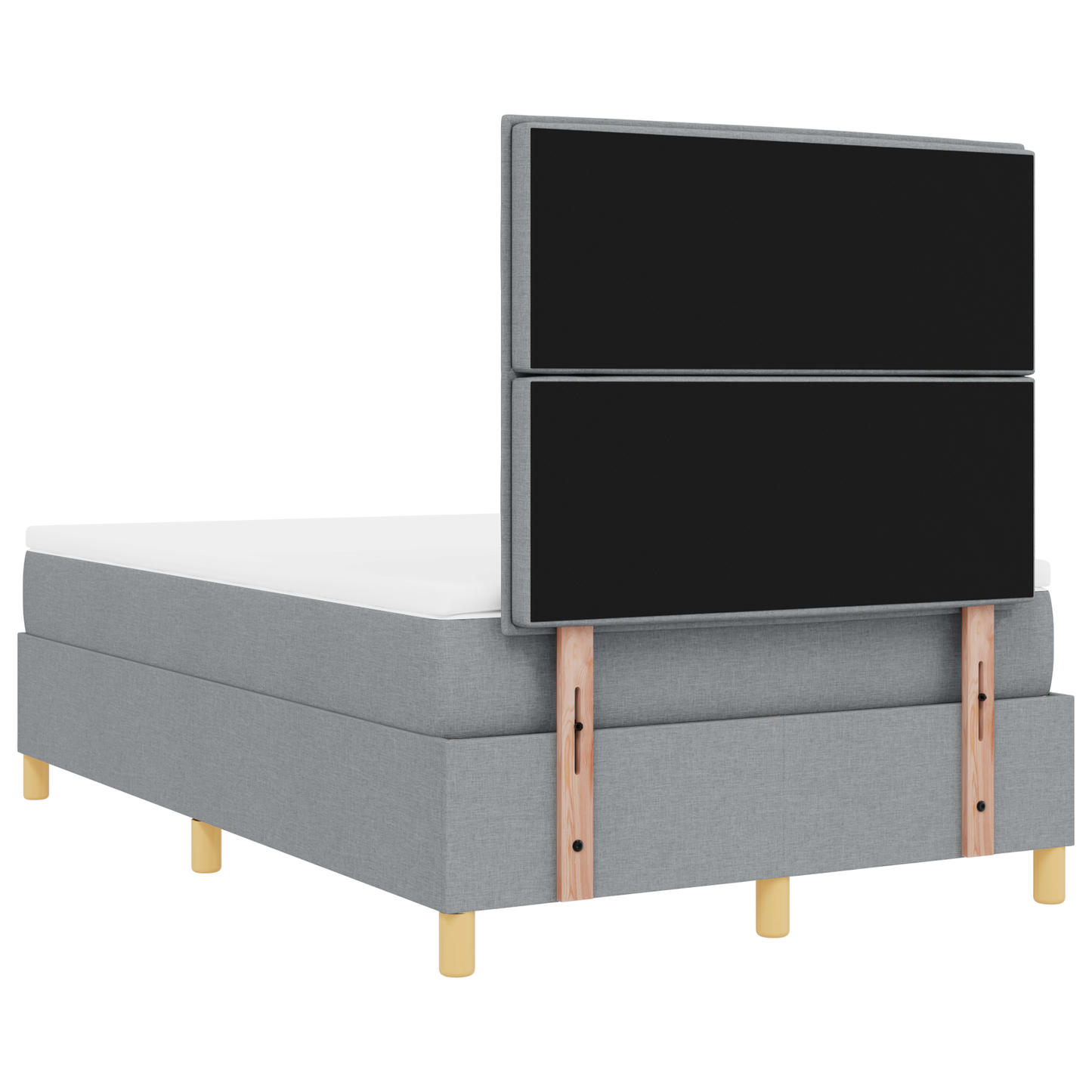 Box Spring Seng Med Hovedgærde Lysegrå 120 X 200 Cm Stof
