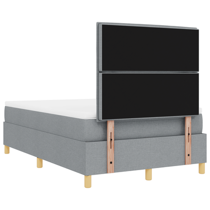 Box Spring Seng Med Hovedgærde Lysegrå 120 X 200 Cm Stof