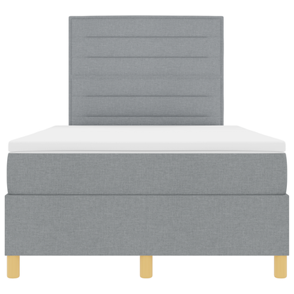 Box Spring Seng Med Hovedgærde Lysegrå 120 X 200 Cm Stof