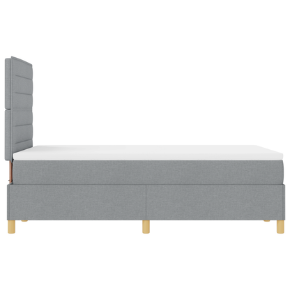Box Spring Seng Med Hovedgærde Lysegrå 120 X 200 Cm Stof