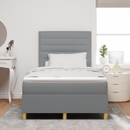 Box Spring Seng Med Hovedgærde Lysegrå 120 X 200 Cm Stof