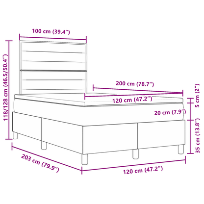 Box Spring Seng Med Hovedgærde Lysegrå 120 X 200 Cm Stof