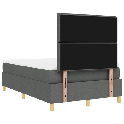 Box Spring Seng Med Hovedgærde Mørkegrå 120 X 200 Cm Stof