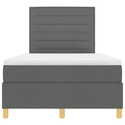 Box Spring Seng Med Hovedgærde Mørkegrå 120 X 200 Cm Stof